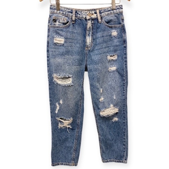 KanCan 5 Bobbie Ultra High Rise Straight Leg Jeans Ankle Distressed 100% Cotton - Picture 3 of 14